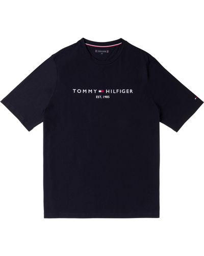 Tommy Hilfiger Big & Tall T-Shirt BT- LOGO TEE-B mit Tommy Hilfiger Logoschriftzug auf der Brust - Blau