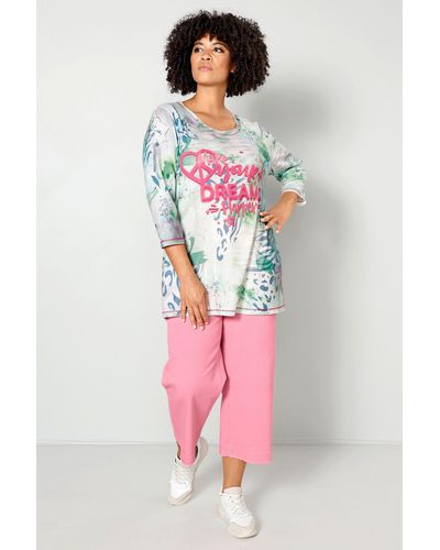 Angel of Style Strickpullover T-Shirt A-Line Allover-Print Schriftzug vorne - Pink