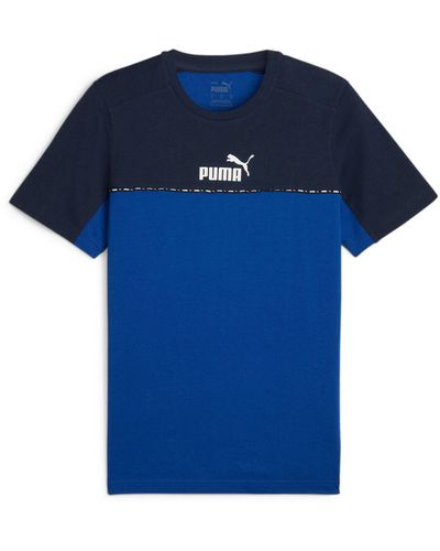 PUMA T-Shirt ESS BLOCK X TAPE TEE - Blau