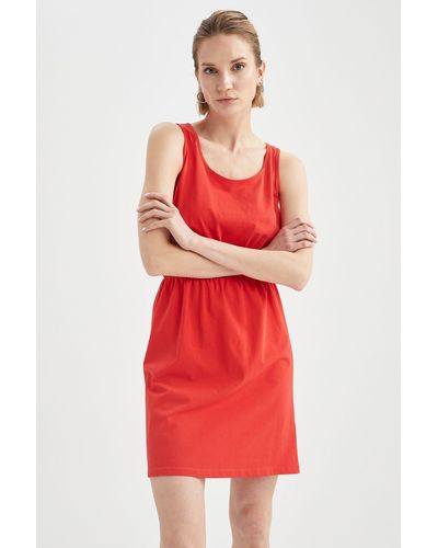 Defacto Sommerkleid FIT AND FLARE - Rot