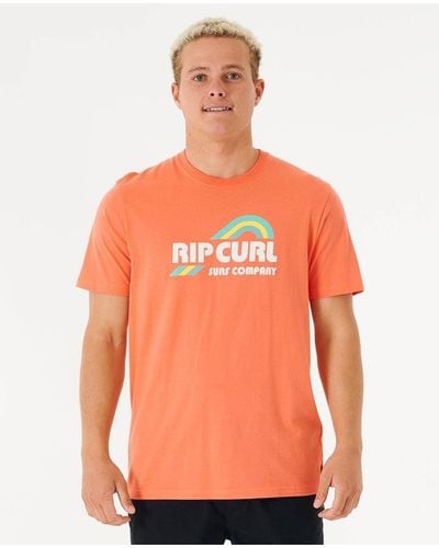 Rip Curl Print- Surf Revival Waving T-Shirt - Orange