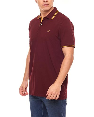 SELECTED Rundhalsshirt Polo-Shirt Haze Sport 16082841 nachhaltige Baumwolle Sommer-Hemd Weinrot