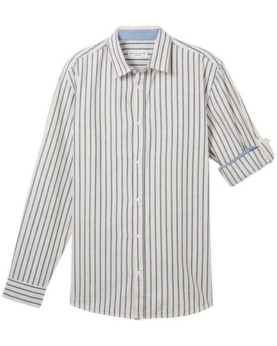 Tom Tailor T- structured striped shirt, navy beige structure stripe - Weiß