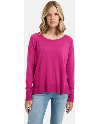 Milano Italy Rundhalspullover PULLOVER WITH ROUNDNECK AND RAGLAN - Pink