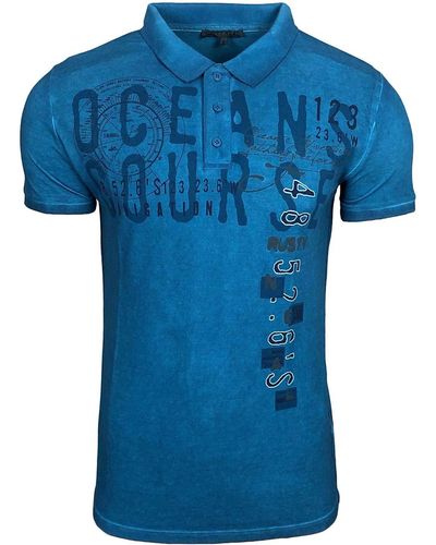 Rusty Neal Poloshirt mit Knopfleiste - Blau