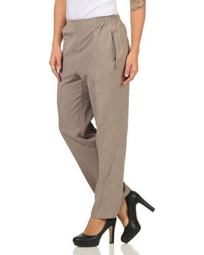 Aurela Damenmode Aurela mode Schlupfhose Stoffhose Anzug- oder Business Hose Kurzgröß Größe 36 bis 54 - Natur