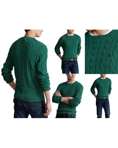 Ralph Lauren Strickpullover POLO Cable Knit Sweater Zopfstrick Knitwear Pullover Pull - Grün