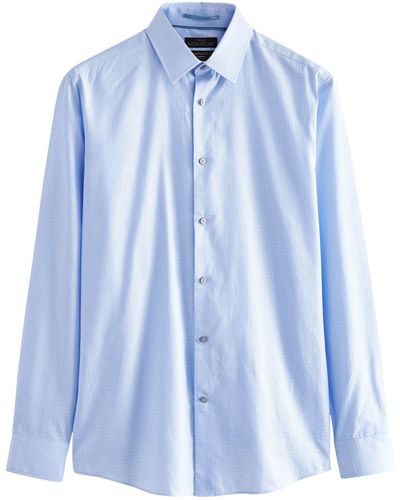 Next Langarmhemd Signature Hemd aus italienischem Stoff (1-tlg) - Blau