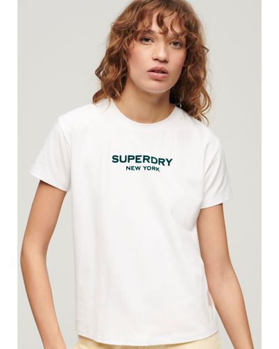 Superdry Kurzarmshirt SPORT LUXE GRAPHIC FITTED TEE - Weiß