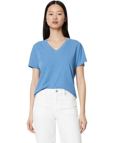 Marc O' Polo Shirt markanten, tiefen und weiten V-Neck - Blau