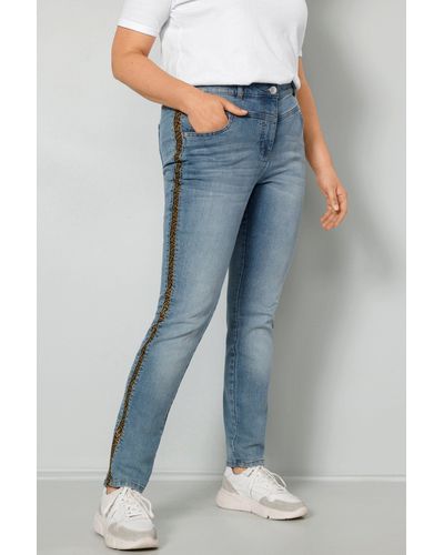 MIAMODA Regular-- Jeans Slim Fit Leo-Seitenstreifen 5-Pocket - Blau