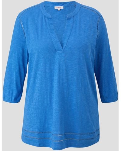 S.oliver /--Shirt 3/4-Arm-Bluse aus Viskosestretch - Blau