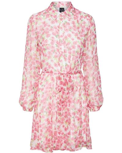 Vero Moda Sommerkleid VMSMILLA LS VOLUME SHORT DRESS WVN - Pink