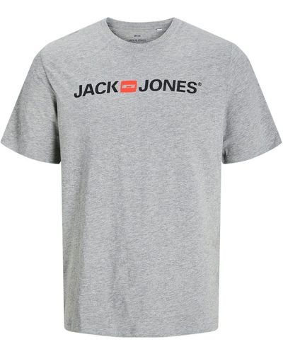 Jack & Jones T-Shirt JJECOPR OLD LOGO (1-tlg) - Grau