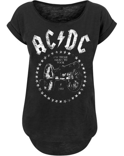 F4NT4STIC T-Shirt PLUS SIZE ACDC We Salute You Cannon Print - Schwarz