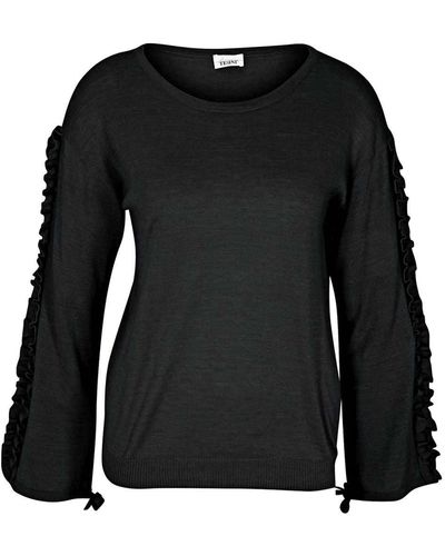 heine Wickelpullover LINEA TESINI Designer-Pullover mit Rüschen, schwarz