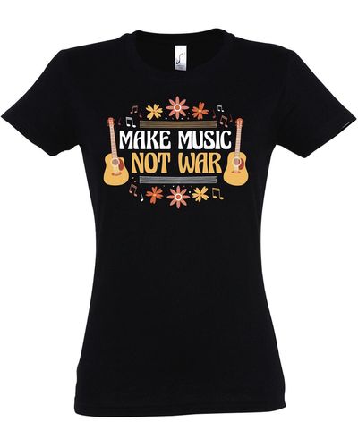 Youth Designz Print- "Make Music not War" T-Shirt mit lustigem Spruch - Schwarz