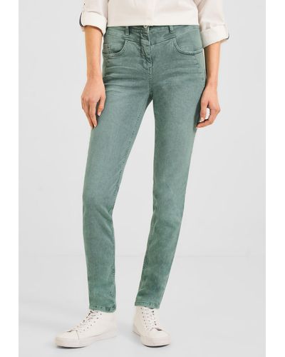 Cecil Slim Fit Jeans in Easy Khaki (1-tlg) Five Pockets - Grün
