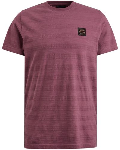 PME LEGEND T-Shirt Short sleeve r-neck jacquard strip - Lila