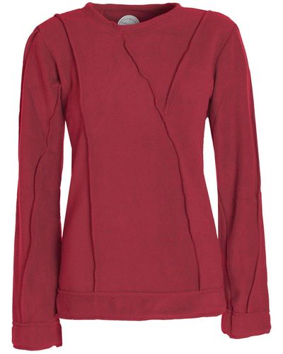Vishes Warmer Winterpullover Fleecepullover Eco-Fleece Patchwork Style - Rot