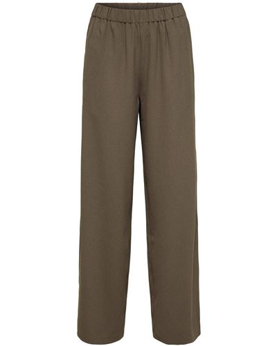 SELECTED Culotte Hose SLFTINNI-RELAXED MW WIDE PANT (1-tlg) - Braun