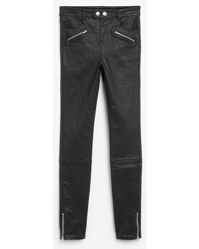 Next Skinny-fit- Beschichtete Biker-Jeans (1-tlg) - Schwarz