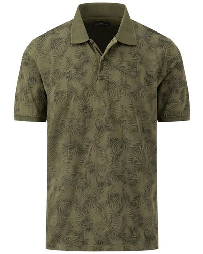 Fynch-Hatton Poloshirt Polo Jersey AOP, Washed - Grün