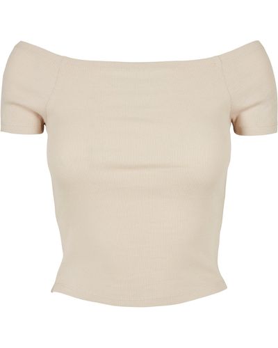 Urban Classics T-Shirt Ladies Off Shoulder Rib Tee - Weiß