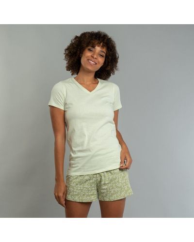 Living Crafts Schlafshorts MIRIAM Kurze Pyjama-Hose und leichtes Single Jersey-Top - Grün