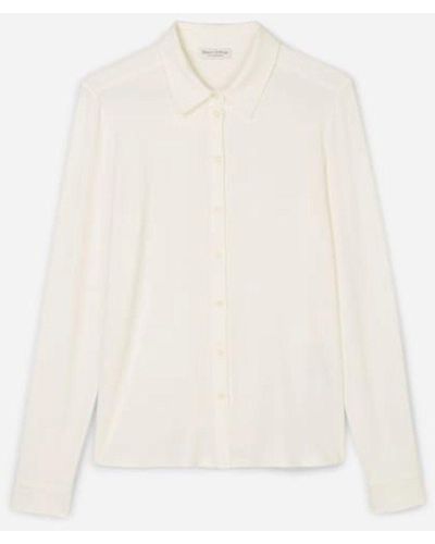Marc O' Polo T-Shirt Jersey-blouse, long sleeve, collar - Weiß