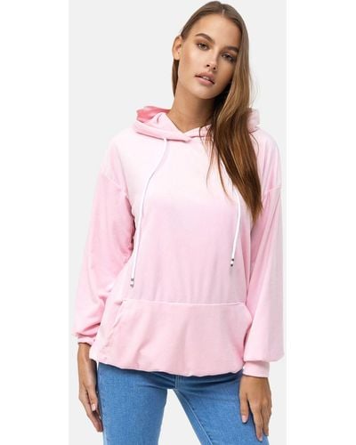 enflame Langer Kapuzen Pullover Oversized Hoodie Kleid Velours Sweatshirt (1-tlg) 3873 in Rosa - Pink