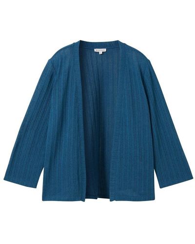 Tom Tailor T-shirt loose knit cardigan, Moss Blue - Blau