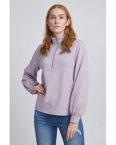B.Young Sweater BYPUSTI HALFZIP -20811037 Sweatshirt mit Reißverschluss und Stehkragen - Lila
