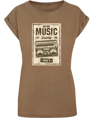 Mister Tee T-Shirt Ladies Retro Boom Extended Shoulder Tee (1-tlg) - Braun