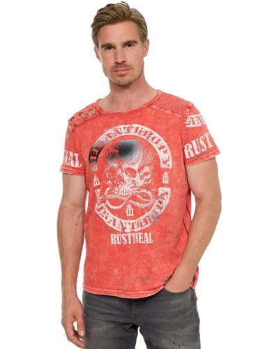 Rusty Neal T-Shirt mit Markenprint - Rot