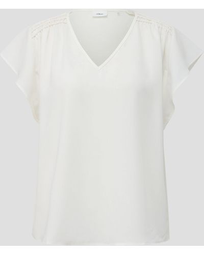 S.oliver Kurzarmbluse Shirt mit - Weiß