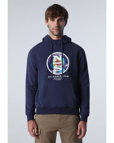 North Sails Kapuzensweatshirt Printed hoodie -in-Ton-Nähte - Blau