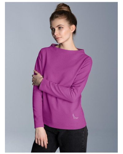 Trigema Sweatshirt Stehkragen Pullover mit Kristallsteinen - Lila