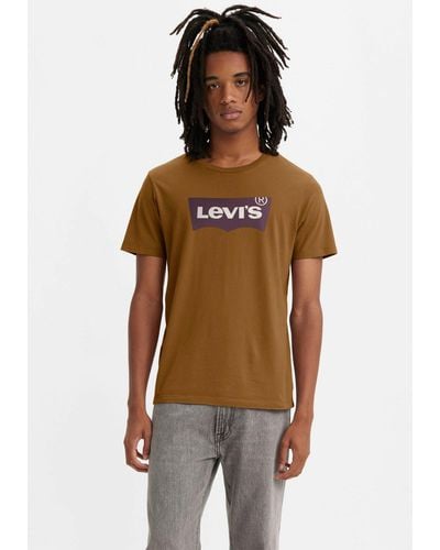 Levi's Levi's® T-Shirt CREWNECK TEE mit Logo-Front-Print - Braun