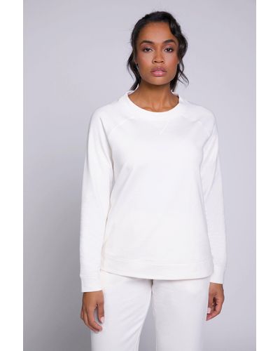 Gina Laura Sweatshirt Sweater extraweich Rundhals Raglan-Langarm - Weiß