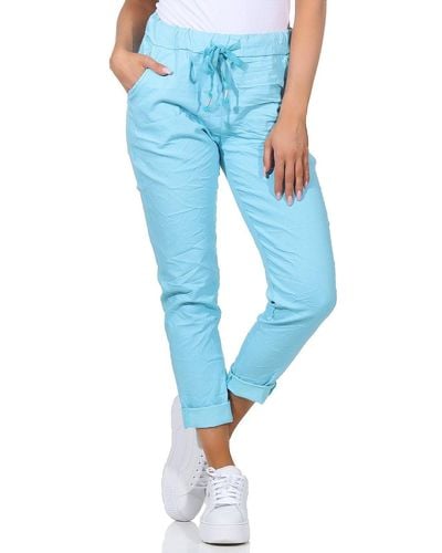 Aurela Damenmode Aurela mode Schlupfhose Sommerhose Chinohose leichte Schlupfhose Stretch-Jeans in modischen Sommerfarben - Blau