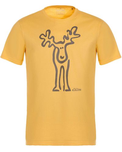 Elkline T-Shirt Rudolf Retro Kult Elch Brust Rücken Print - Gelb