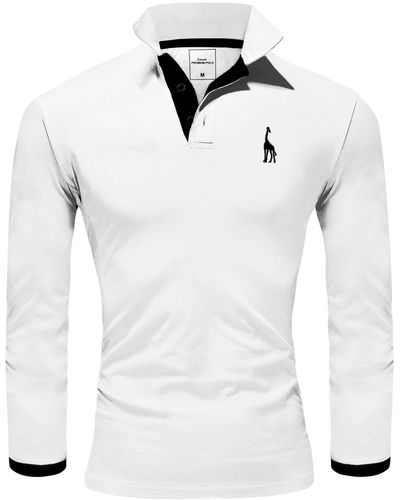 REPUBLIX Poloshirt AIDEN Basic Langarm Kontrast Polo Hemd - Weiß