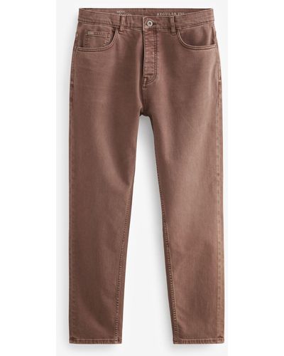 Next Regular-Fit-Jeans aus überfärbtem Denim (1-tlg) - Braun