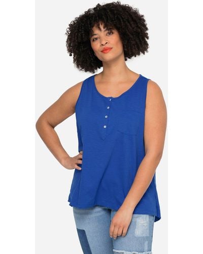 Angel of Style Longtop Top A-Line Rundhals gerundeter Saum - Blau