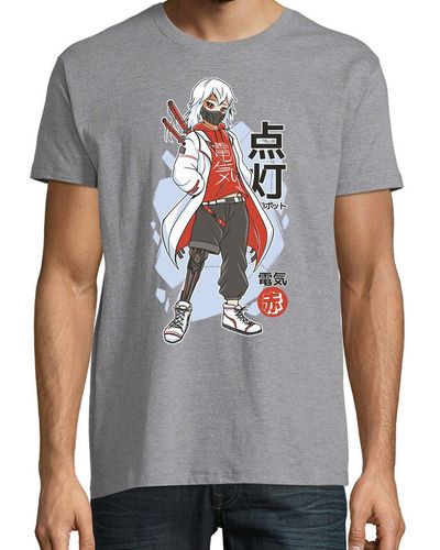 Youth Designz Print- Techwear Anime T-Shirt mit lustigen Logo - Grau