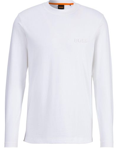 BOSS T-Shirt Teebasiclong mit Rundhalsausschnitt - Weiß