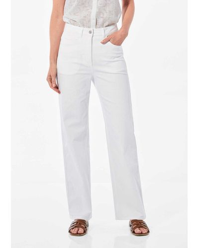 Goldner Bequeme Kurzgröße: Denim Jeans mit weitem Bein - Weiß