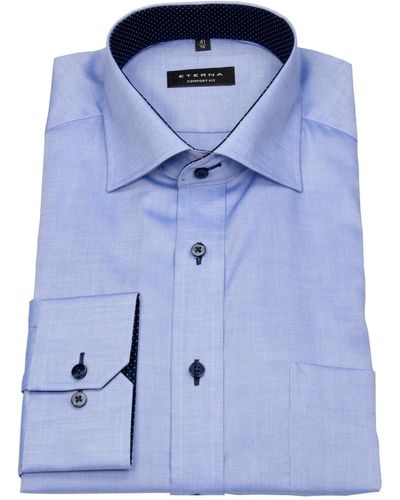 Eterna Businesshemd Comfort Fit extra langer Arm bügelfrei Kentkragen - Blau