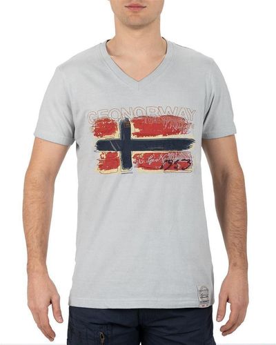 Geo Norway T- Casual Kurzarm Shirt bajoasis Men (1-tlg) im Used Look - Grau